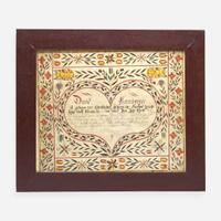 A Fraktur birth & baptism record for David Korenborger Berks County, PA, dated "1813"