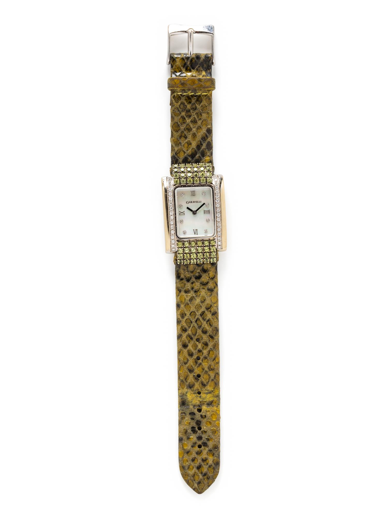 GARAVELLI, DAVID STERN, 18K WHITE GOLD, DIAMOND, AND MOTHER-OF-PEARL WATCH
