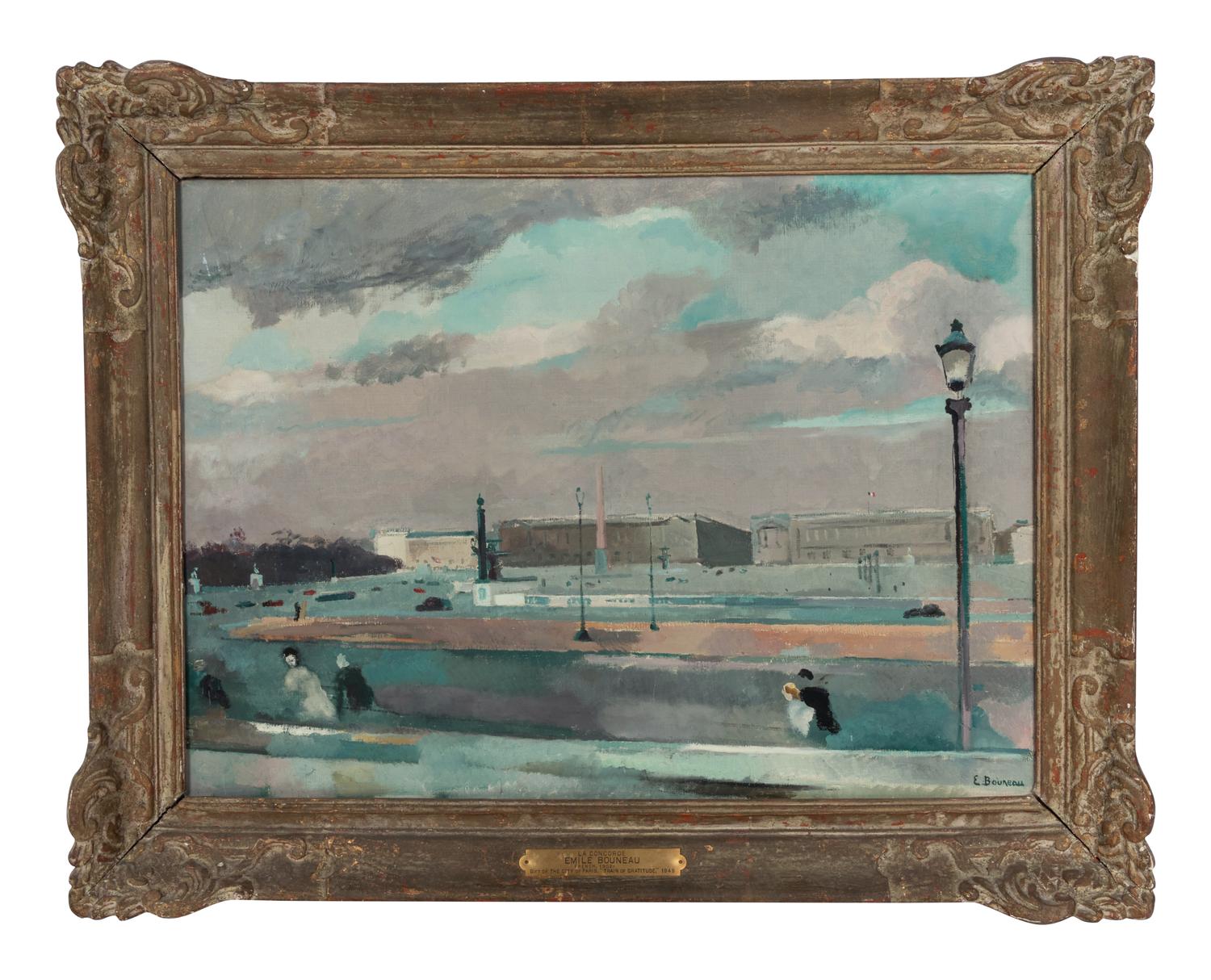 Bridge at Charenton and La Concorde , a pair of paintings Jacques Mauny (French, 1893-1962) and Emile Bouneau (French, 1902-1970)