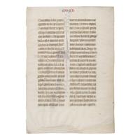 Bohun Group Illuminators (active England, East Anglia, possibly Norwich, ca 1350s-1380s). A leaf from the "Bohun Bible" with illuminated initial "O", in Latin, illuminated manuscript on parchment, [England, East Anglia, possibly Norwich, ca 1350].