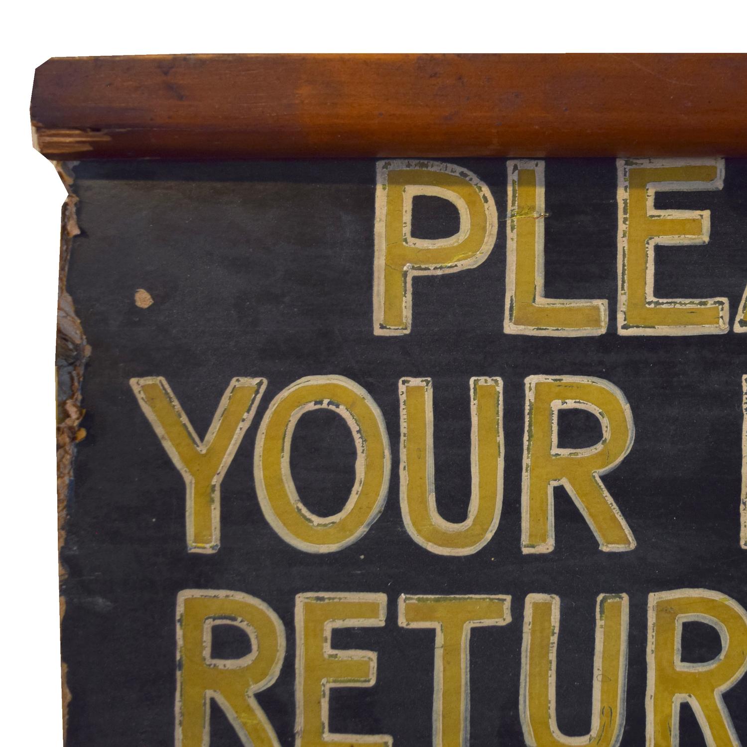 A Painted Wooden Bathroom Sign 22" W x 1" D x 9.25" H — United States, Circa 1950