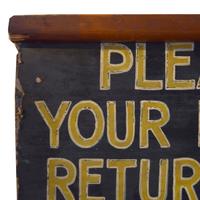 A Painted Wooden Bathroom Sign 22" W x 1" D x 9.25" H — United States, Circa 1950