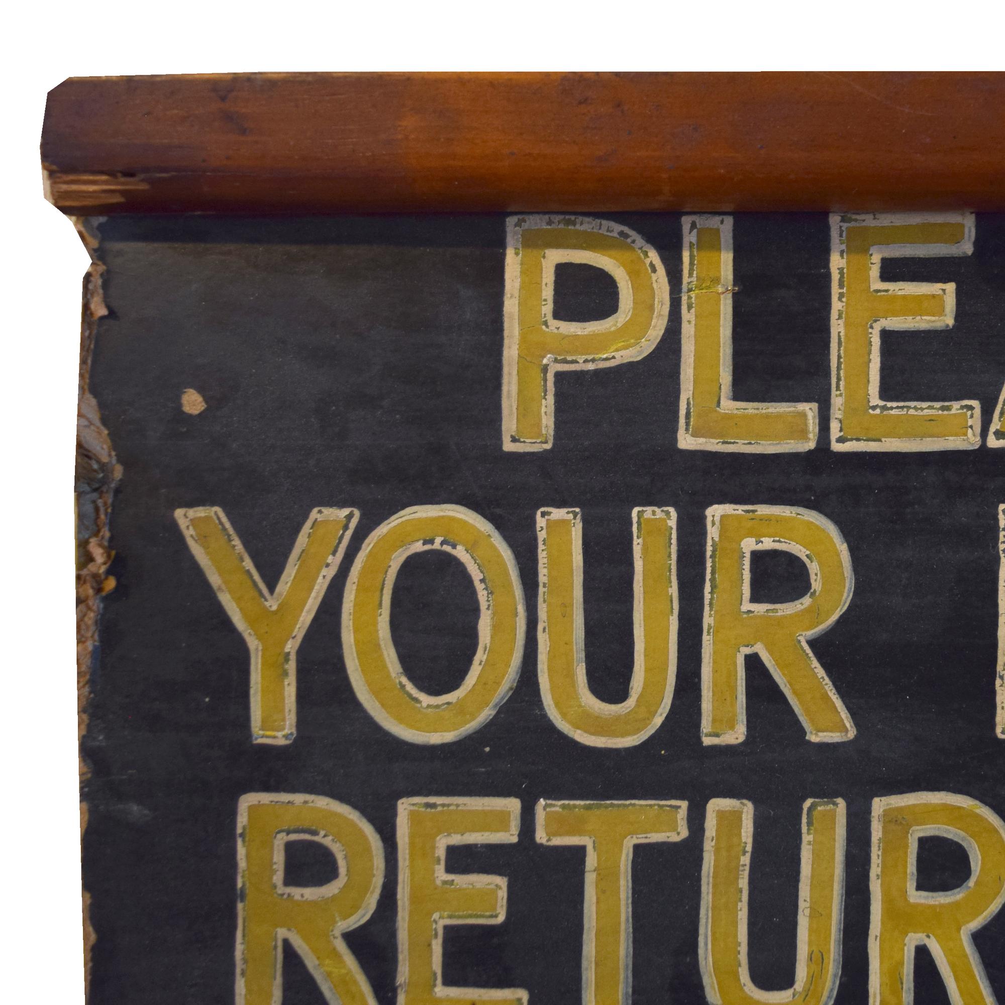 A Painted Wooden Bathroom Sign 22" W x 1" D x 9.25" H — United States, Circa 1950