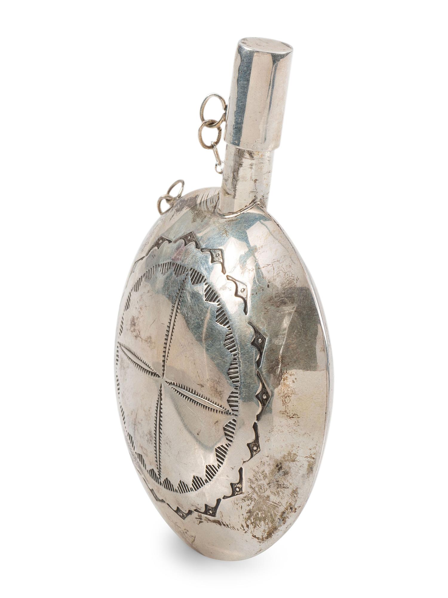 Navajo Stamped Silver Tobacco Canteen
