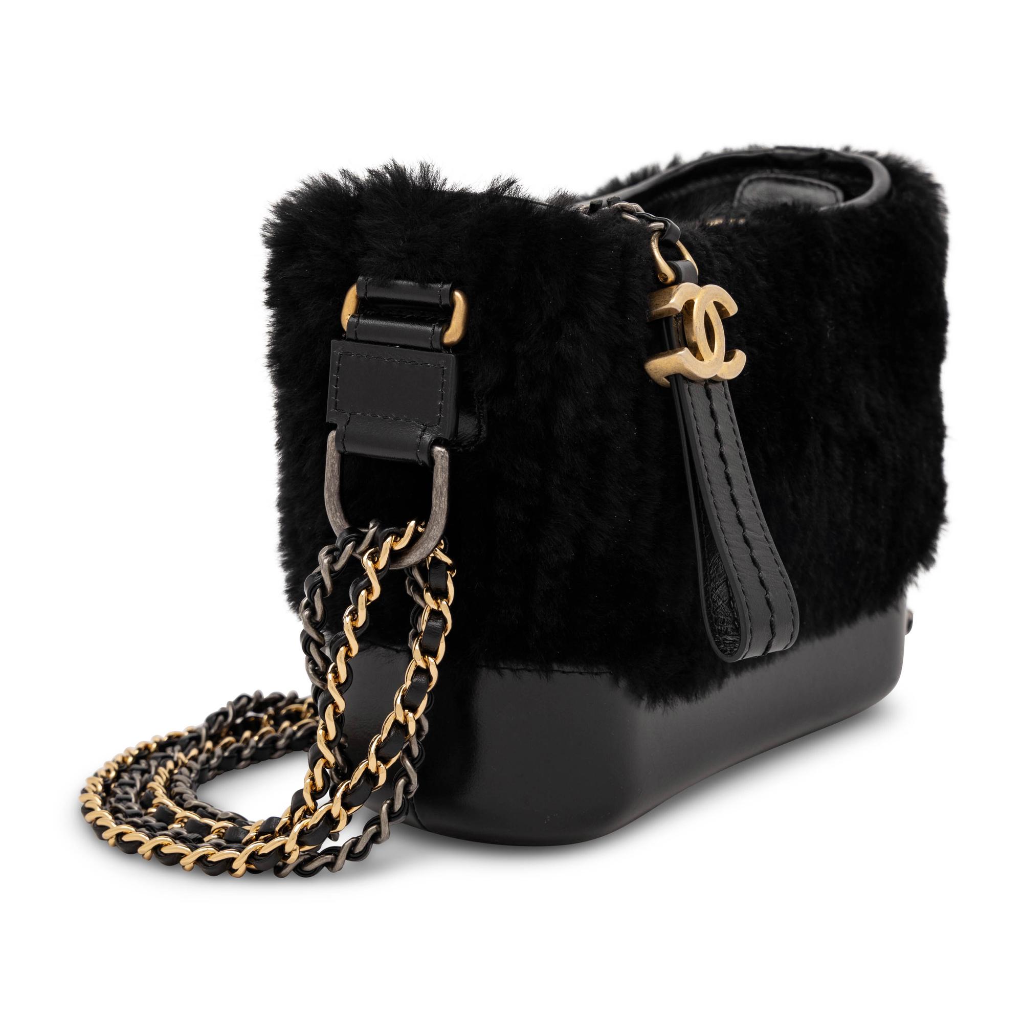 Chanel, Small Gabrielle Bag in Black Shearling