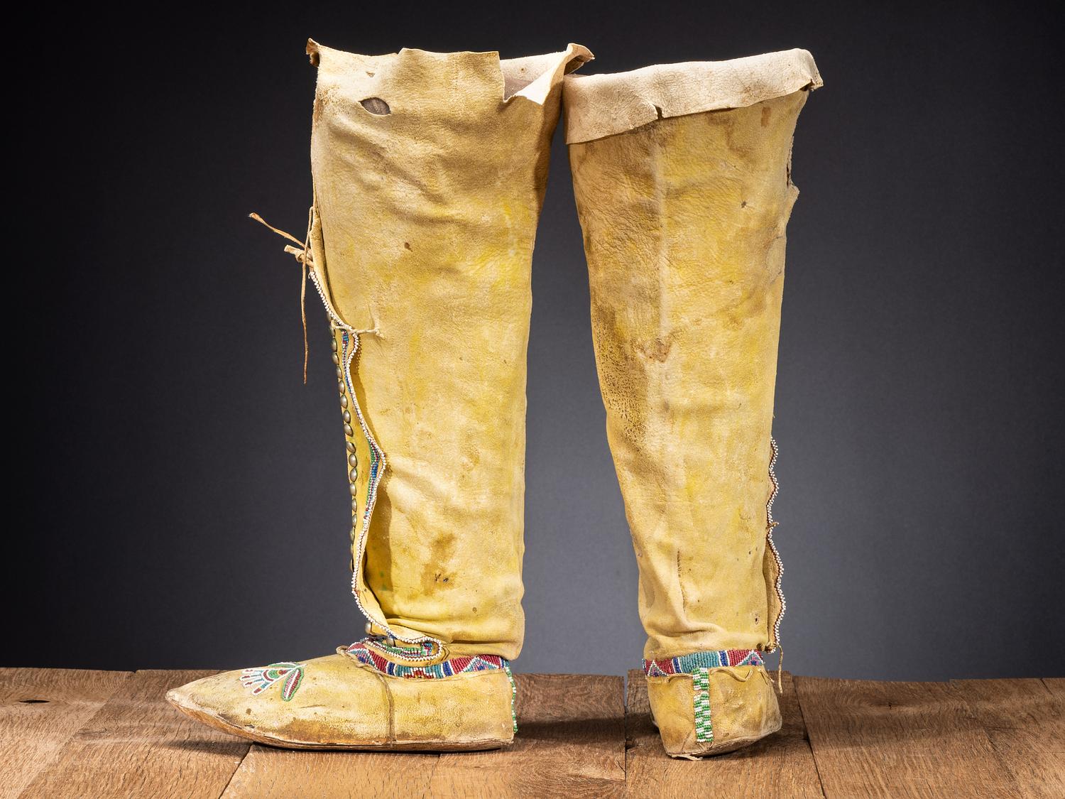 Kiowa Beaded Hide Boot Moccasins