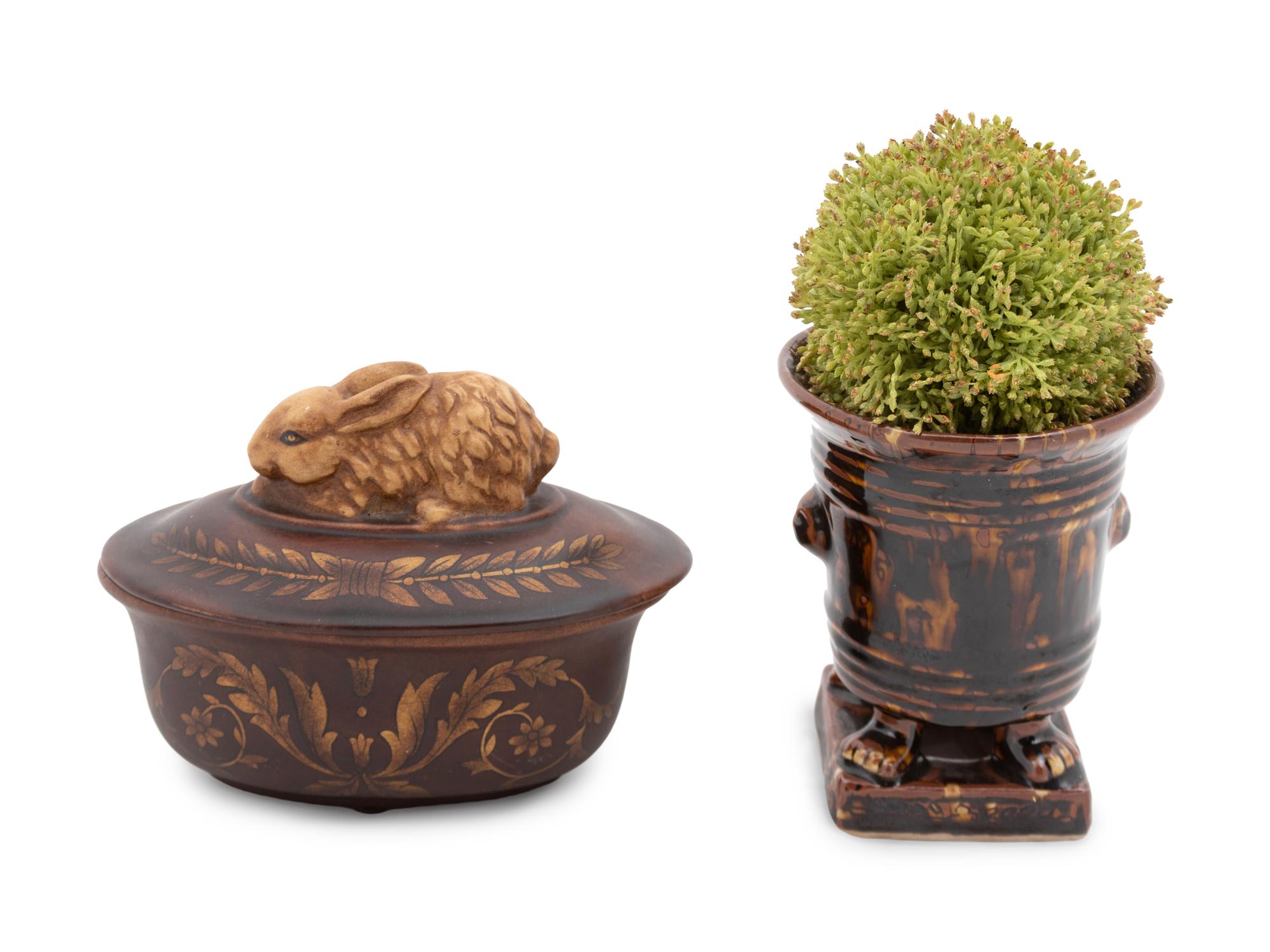 Two English Paint-Decorated Table Articles