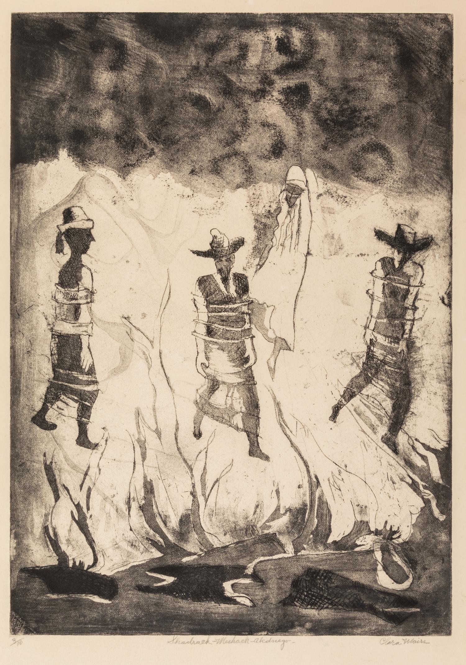 Clara Mairs, (American, 1878-1963), A group of three works:Baby Moses, Cow Farm, and Shadrack, Meshack, Abednego
