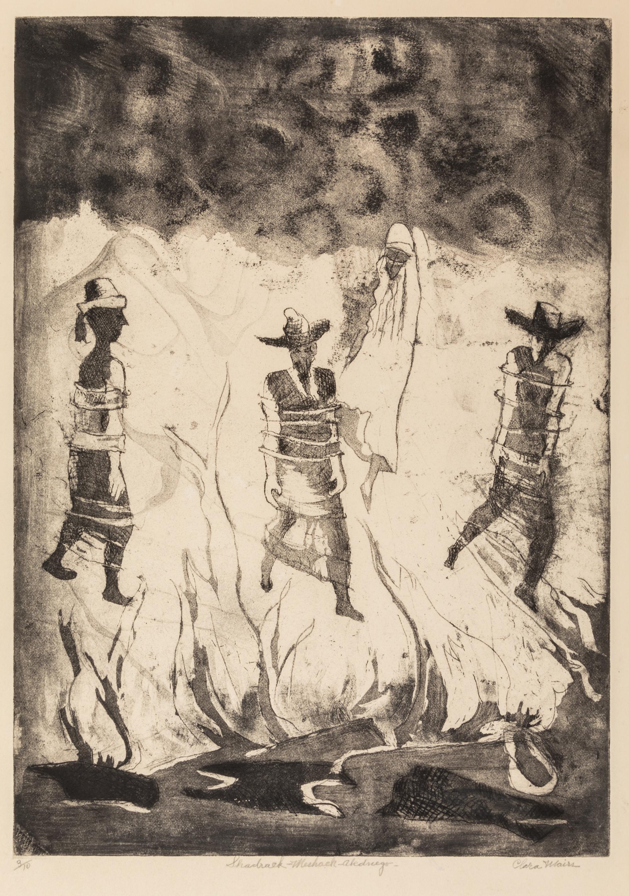 Clara Mairs, (American, 1878-1963), A group of three works:Baby Moses, Cow Farm, and Shadrack, Meshack, Abednego