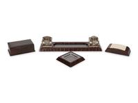 An Alligator Leather Desk Set