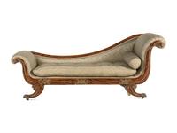 A Regency Brass Mounted and Grain-Painted Chaise Longue