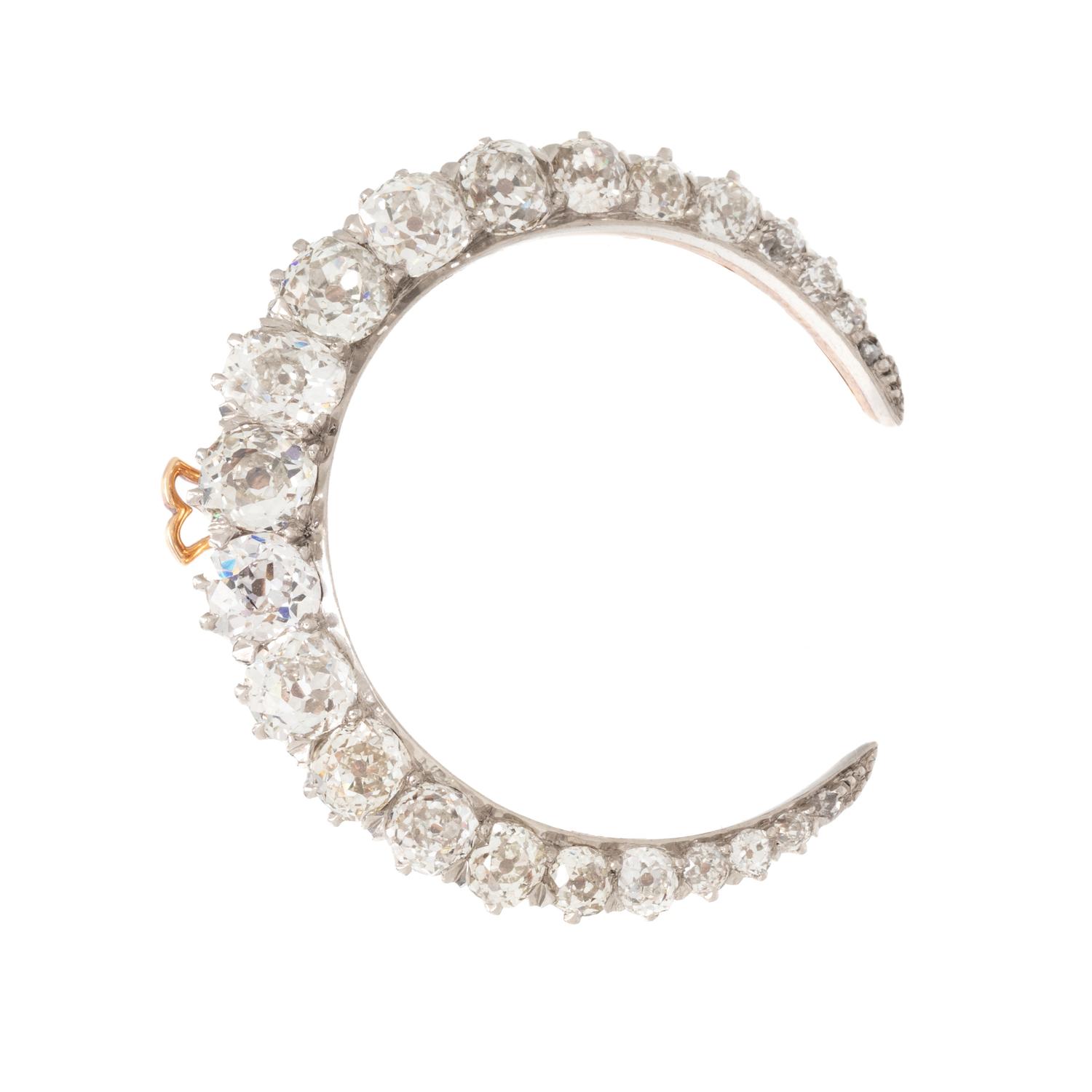 EDWARDIAN, DIAMOND CRESCENT BROOCH/PENDANT