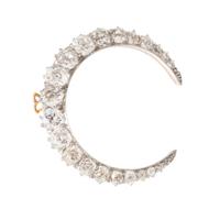 EDWARDIAN, DIAMOND CRESCENT BROOCH/PENDANT