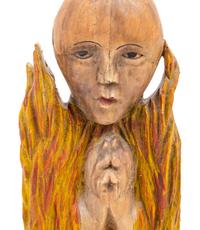 A Continental Painted Wood "Tortured Soul" Figure