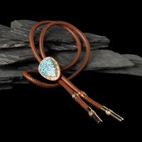 Leo Lando Yazzie (Diné, act. since 1970s) — 14k Gold, Nevada Blue Turquoise, Coral, and Opal Bolo Tie