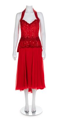 Two Fabrice Beaded Halter Dresses, 1990-2000s No size label
