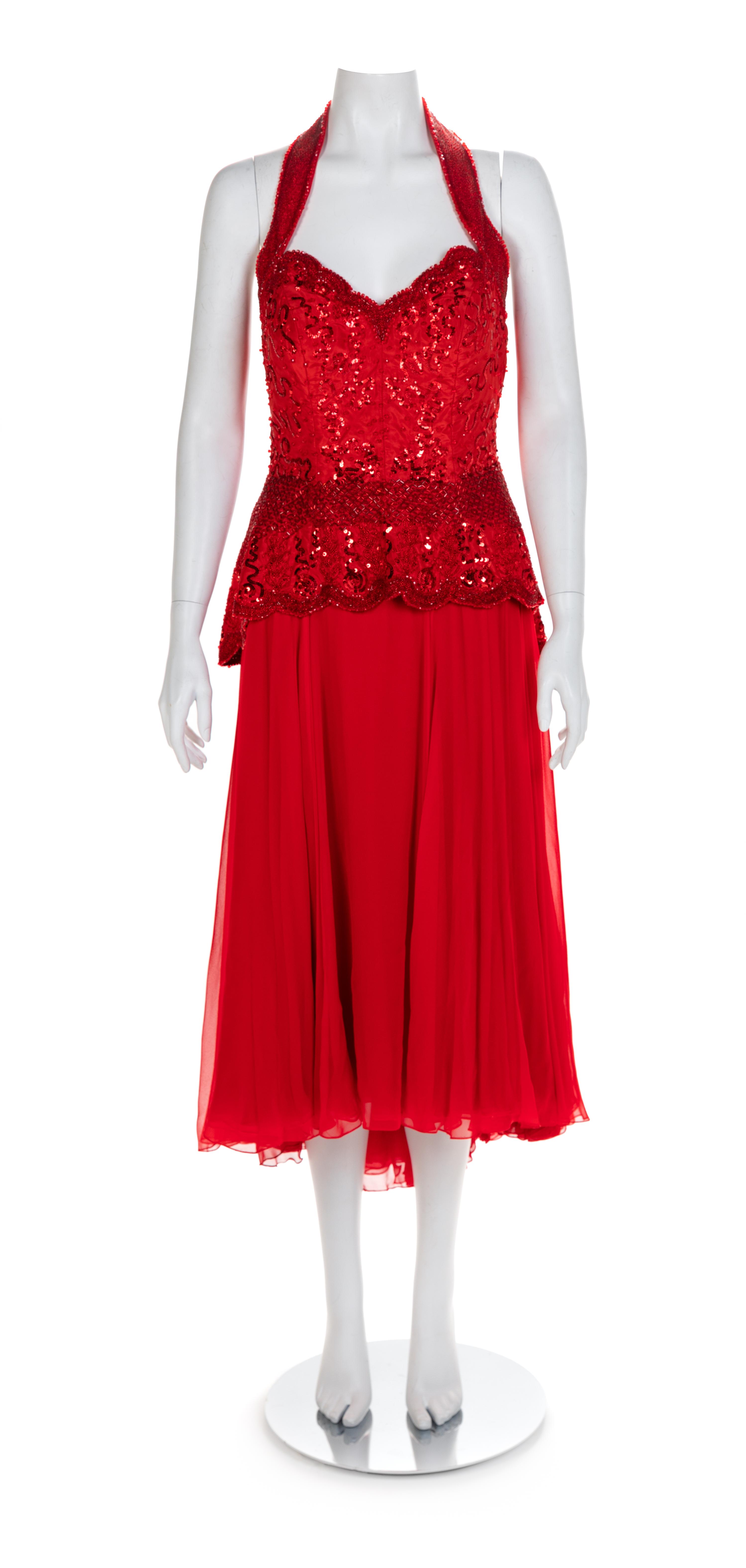 Two Fabrice Beaded Halter Dresses, 1990-2000s No size label