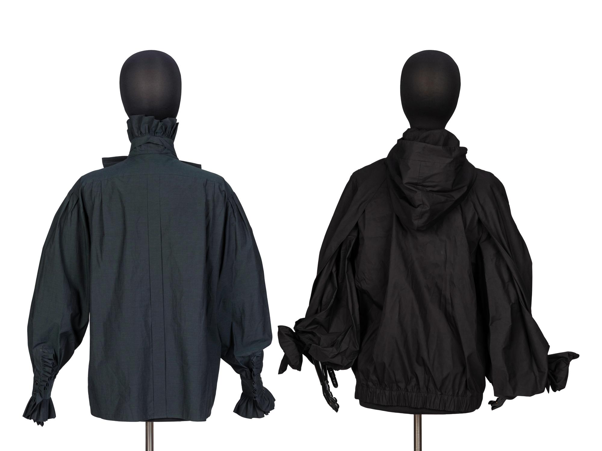 Chanel, Black Zip-Up Jacket & Cotton Blouse