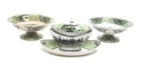 Three French Creil Transferware Pottery Articles Diameter of compote 8 1/4 inches. — 19TH CENTURY