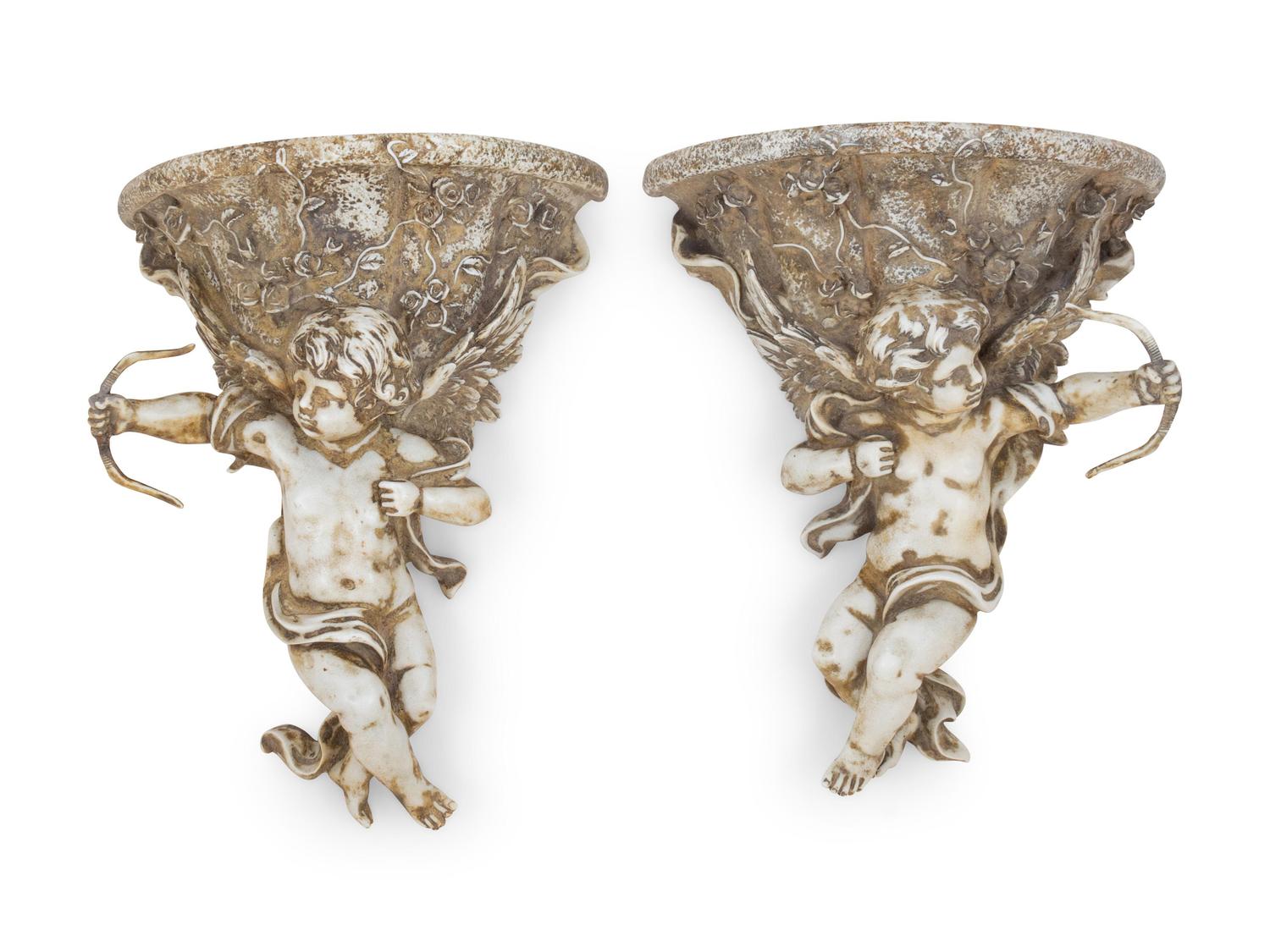 A Pair of Cast Wall Pockets