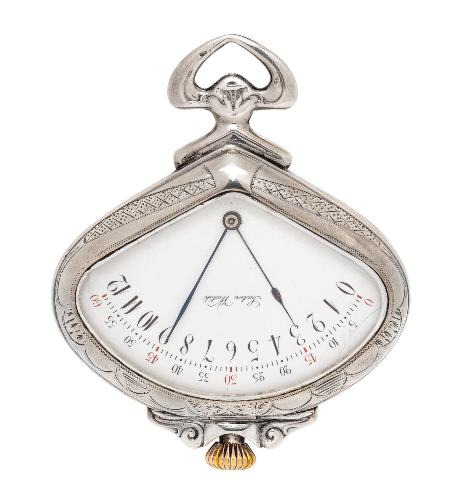 A Silver Fan-Form Open Face Pocket Watch, Record Watch Co.,