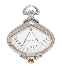 A Silver Fan-Form Open Face Pocket Watch, Record Watch Co.,