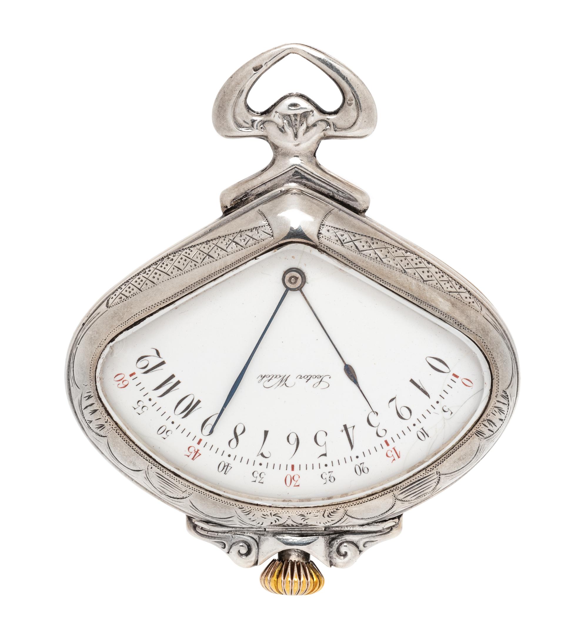 A Silver Fan-Form Open Face Pocket Watch, Record Watch Co.,