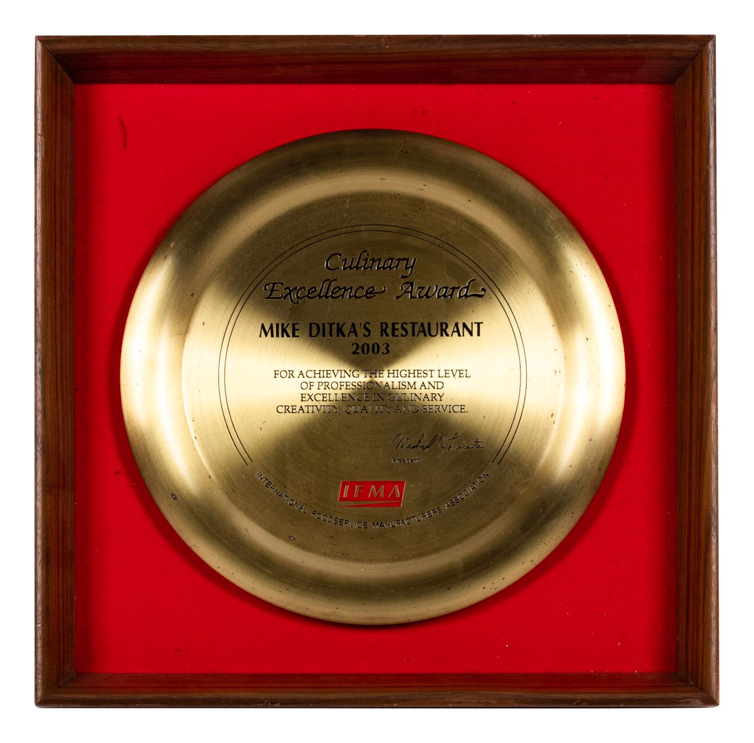 A Group of Nine Dining Awards and Honors Formerly Displayed at Mike Ditka’s Restaurant