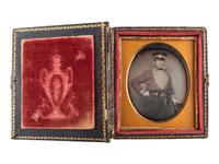 [EARLY PHOTOGRAPHY] -- [FIREFIGHTING]. Sixth plate daguerreotype of identified New York firefighter, Frederick W. Denecke. [New York?]: [1850s].