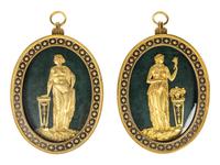 A Pair of Continental Tôle and Gilt Bronze Plaques