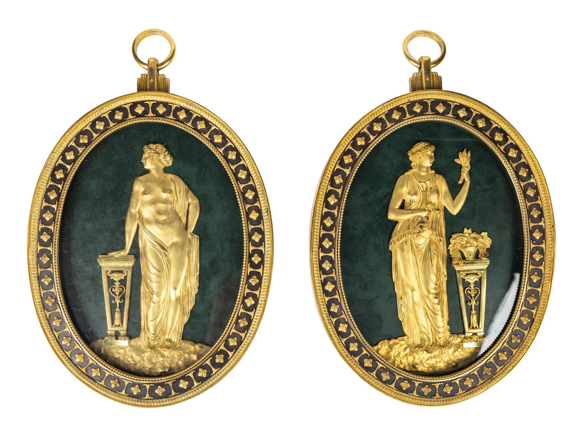 A Pair of Continental Tôle and Gilt Bronze Plaques