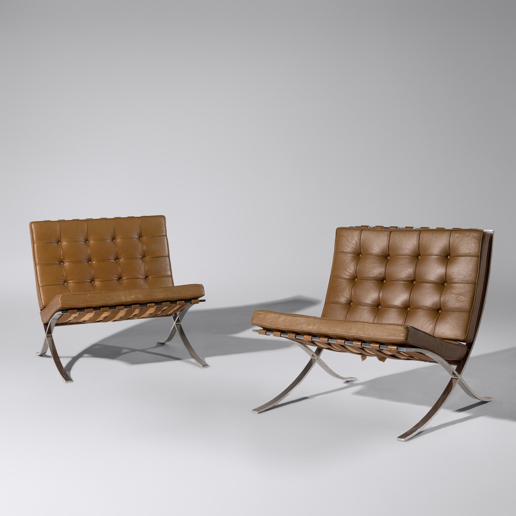 Barcelona chairs, pair, 1929 / c.1975 for Knoll International Germany / USA
