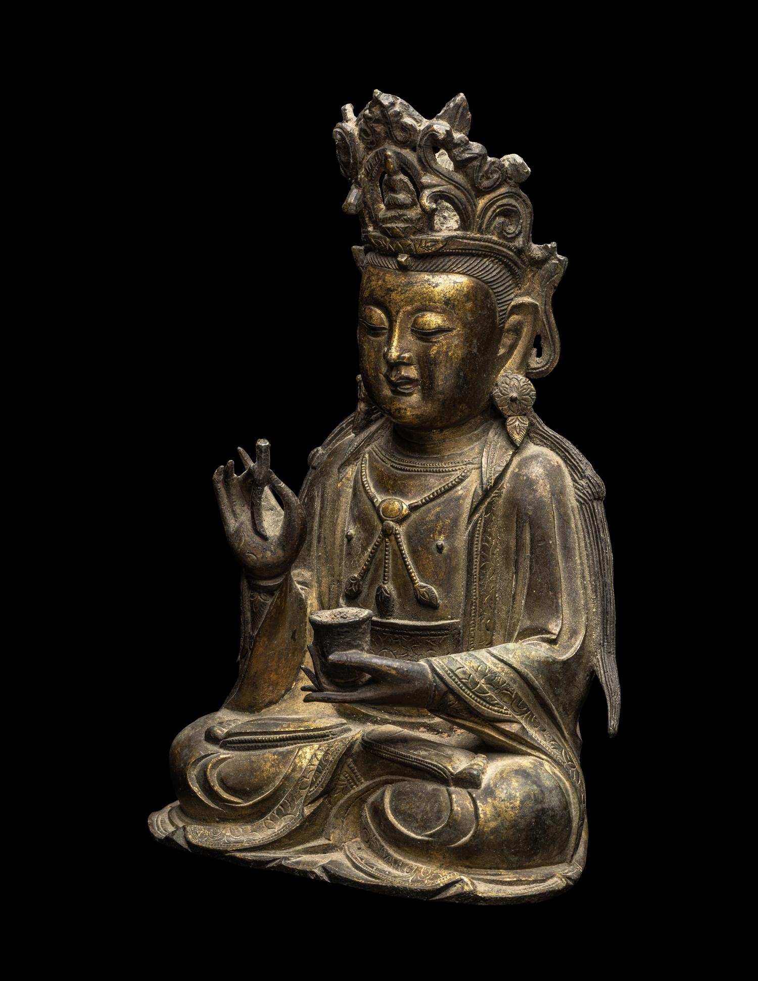 A Chinese Gilt Bronze Figure of Guanyin