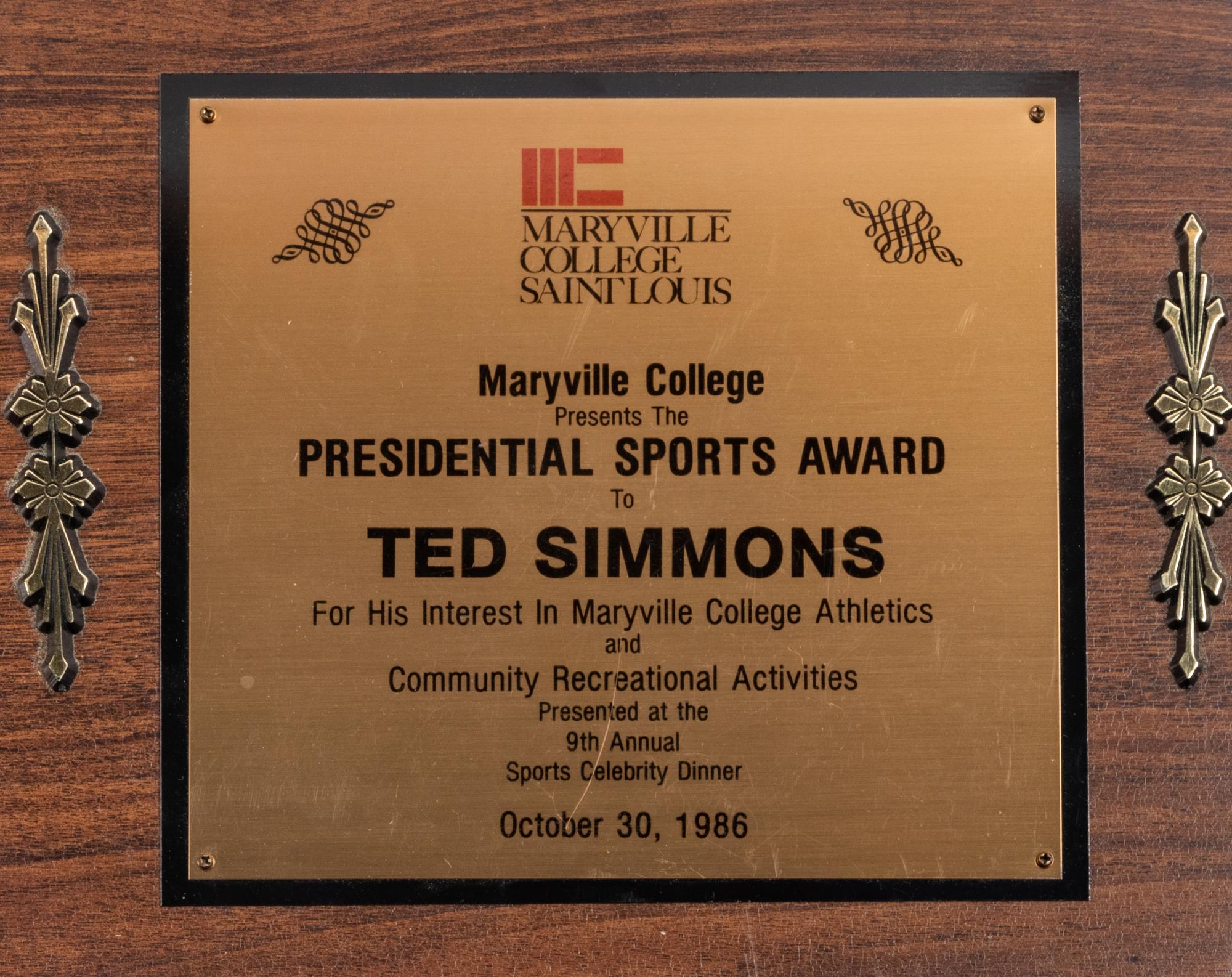 A Group of 14 Awards and Plaques from The Collection of Baseball Hall of Famer Ted Simmons,