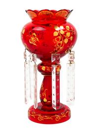 A Bohemian Gilt-Decorated Ruby and Cut Glass Candleholder