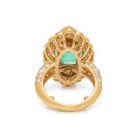 FRENCH, EMERALD AND DIAMOND RING
