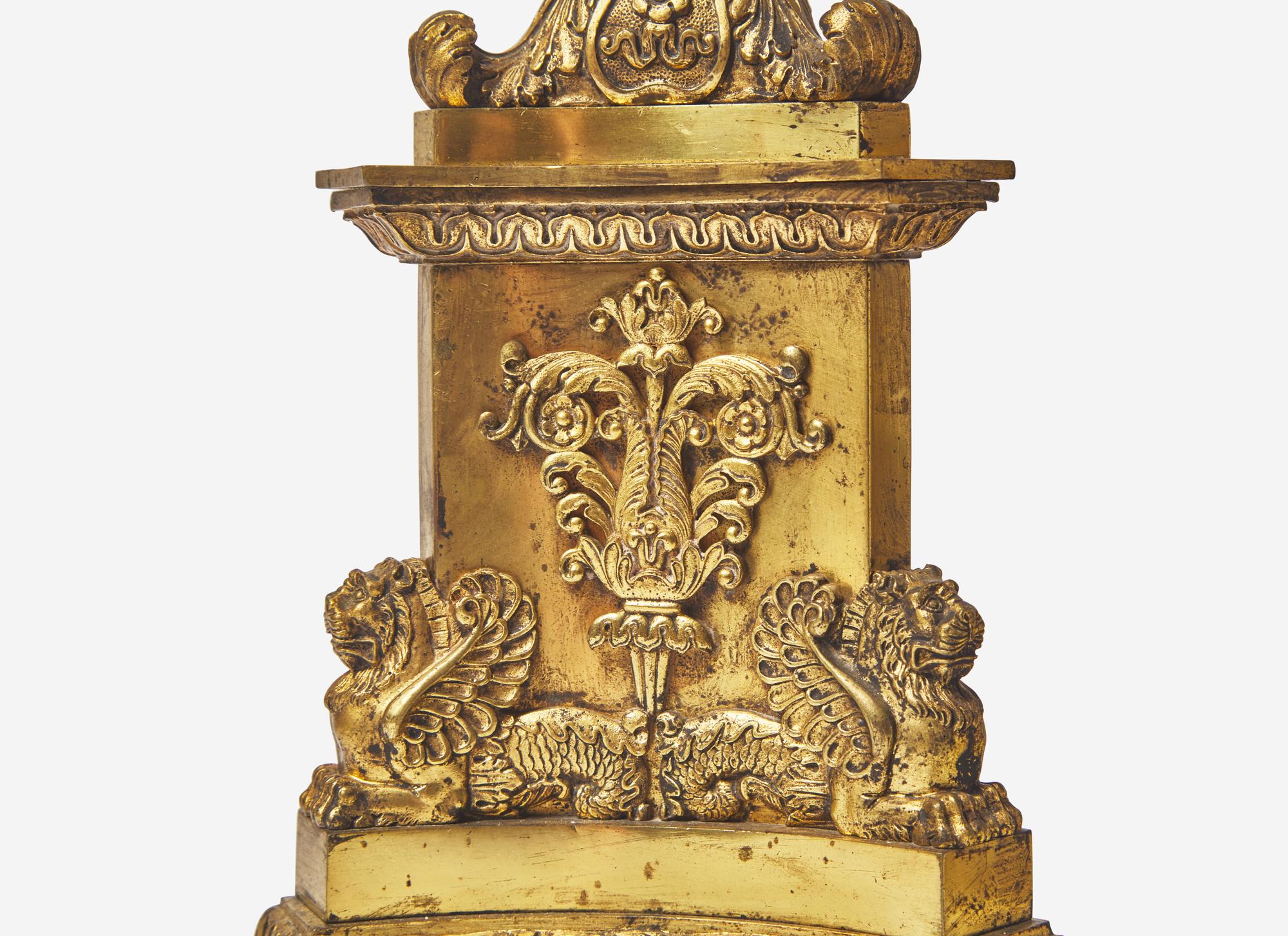 A Pair of Charles X Gilt Bronze Five-Light Candelabra