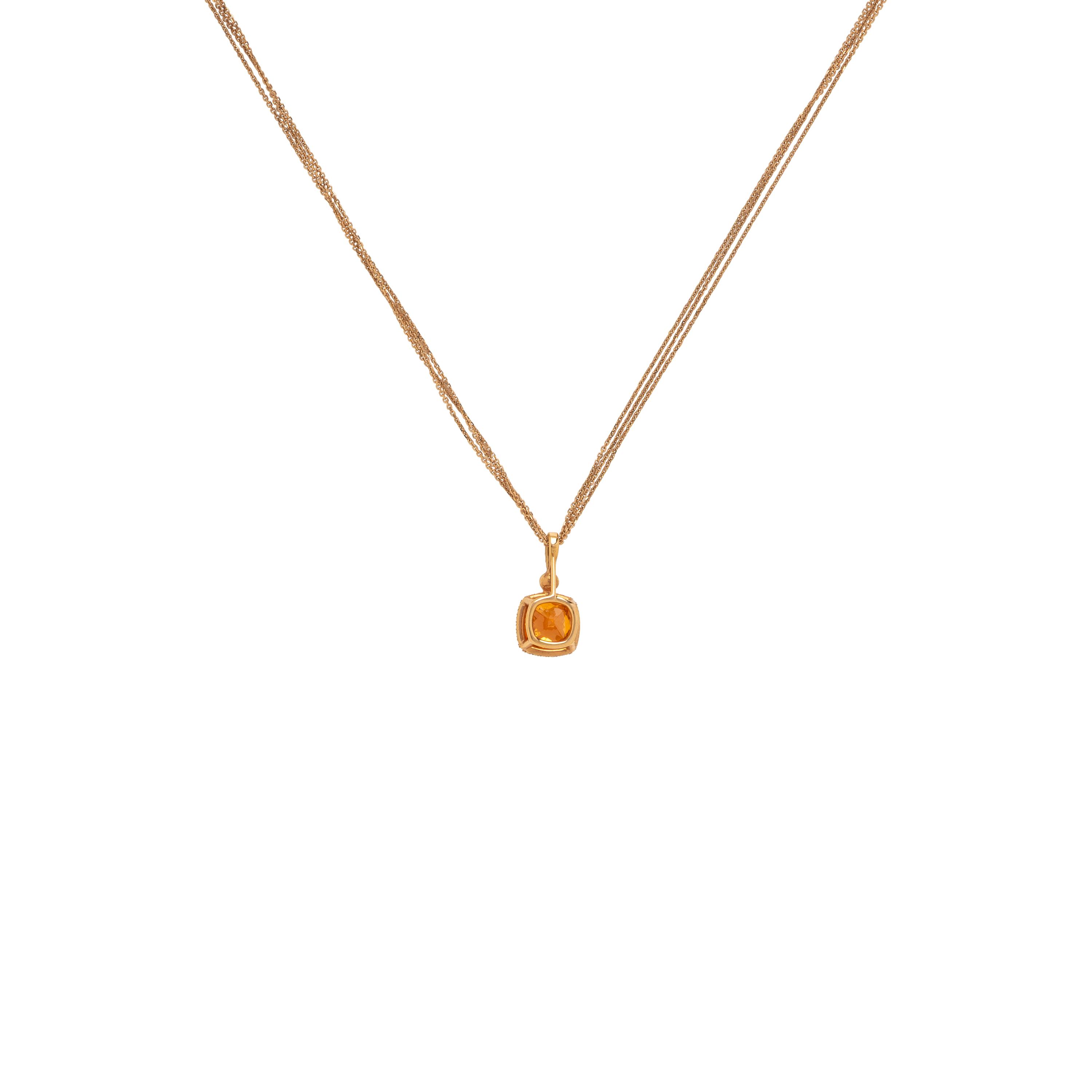 Spessartine Garnet, Diamond, and Rose Gold Pendant Necklace