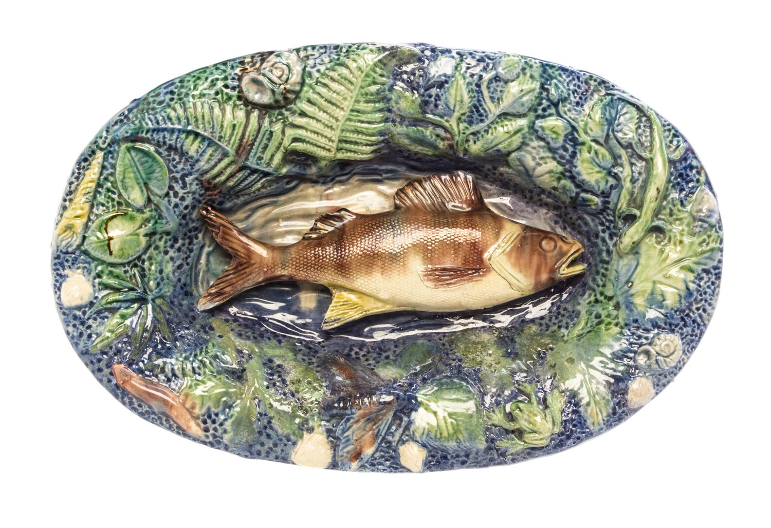 A French Palissy Ware Trompe L'oeil Oval Bowl Width 15 3/4 inches. — PROBABLY VICTOR BARBIZET, CIRCA 1880
