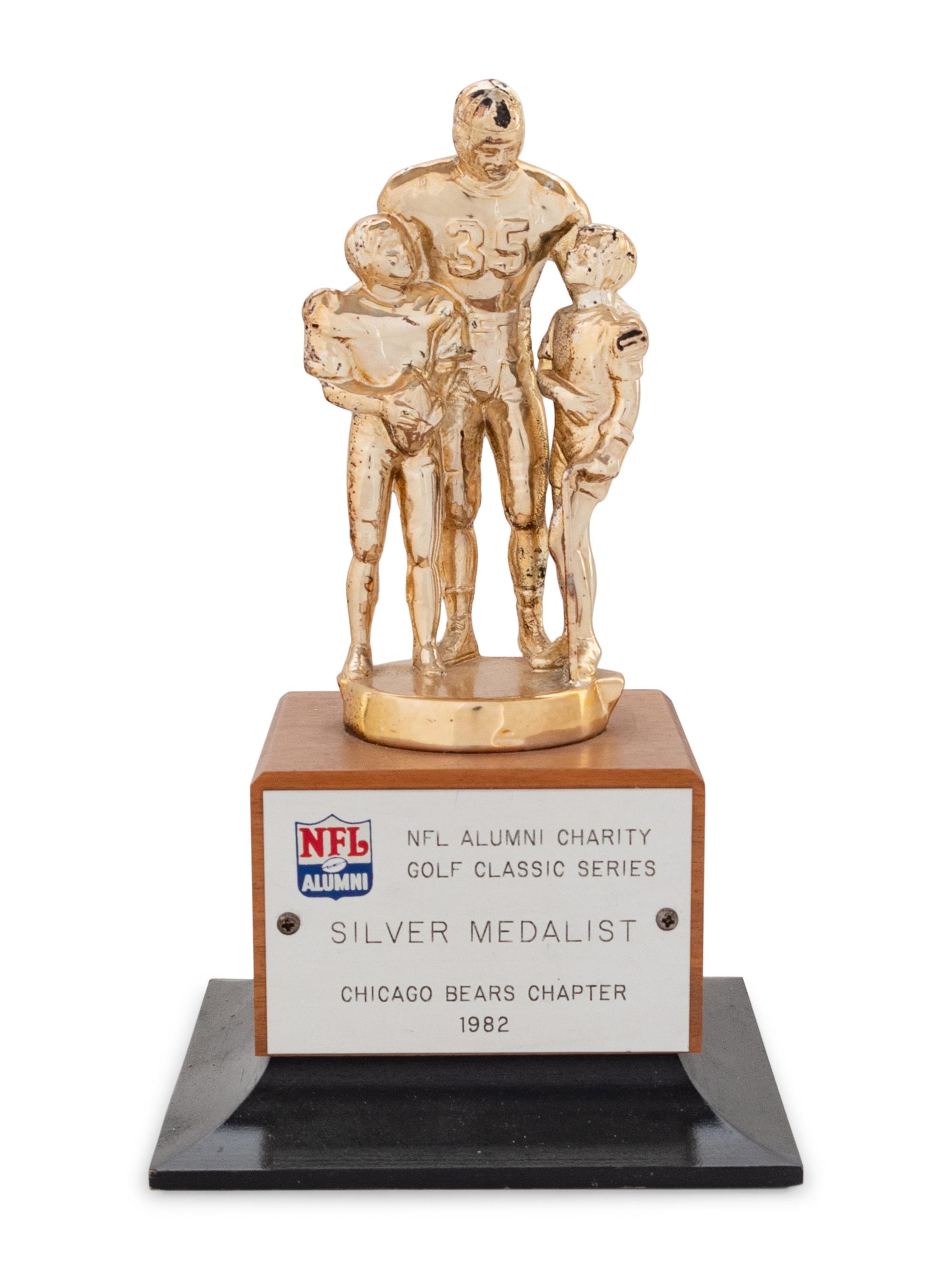A 1982 NFL Alumni Charity Golf Classic Silver Medalist Trophy Award Presented to Mike Ditka Formerly Displayed at Mike Ditka's Restaurant