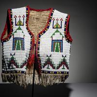 Sioux Child's Beaded Hide Vest, with American Flags