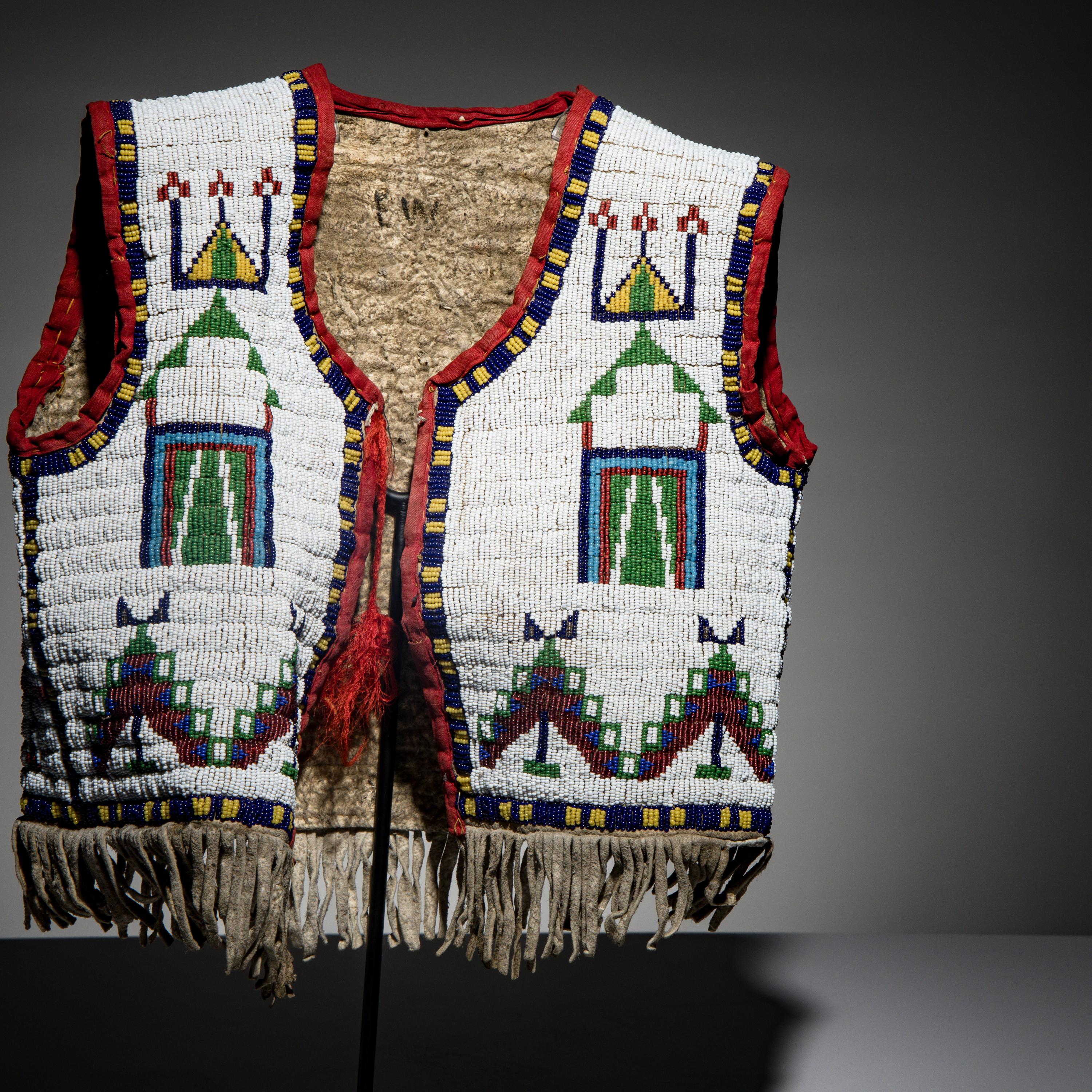 Sioux Child's Beaded Hide Vest, with American Flags