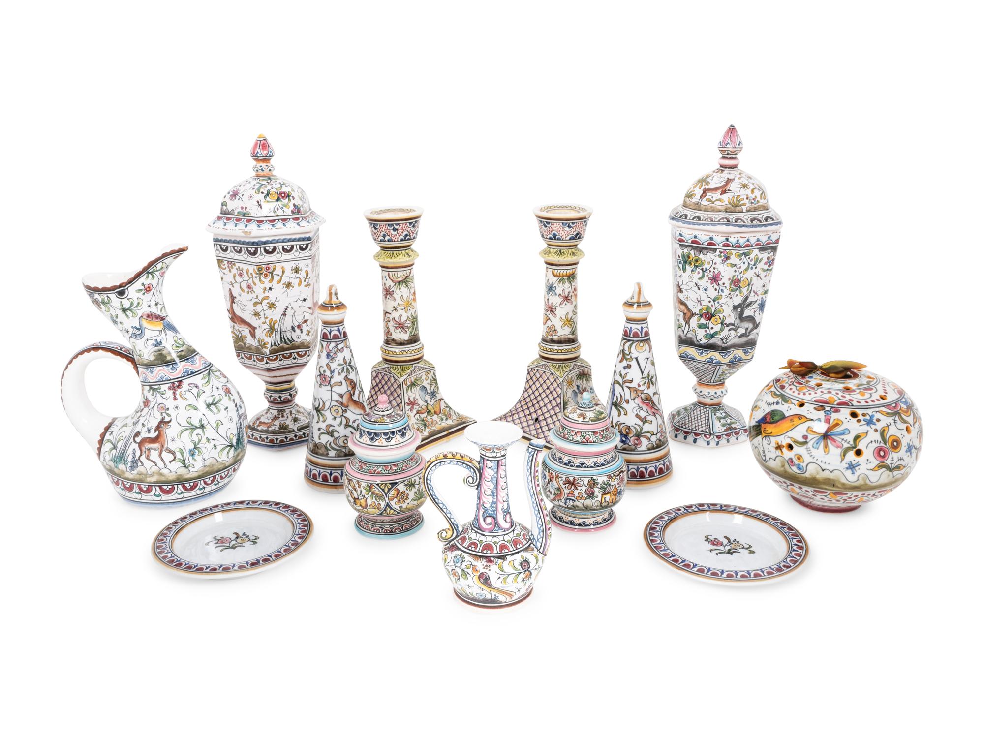 A Group of Hand-Painted Portuguese Pottery Articles