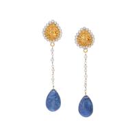 YELLOW GOLD, DIAMOND AND SAPPHIRE EARRINGS