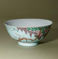 A Pair of Turquoise Glazed Ground Famille Rose Porcelain Bowls