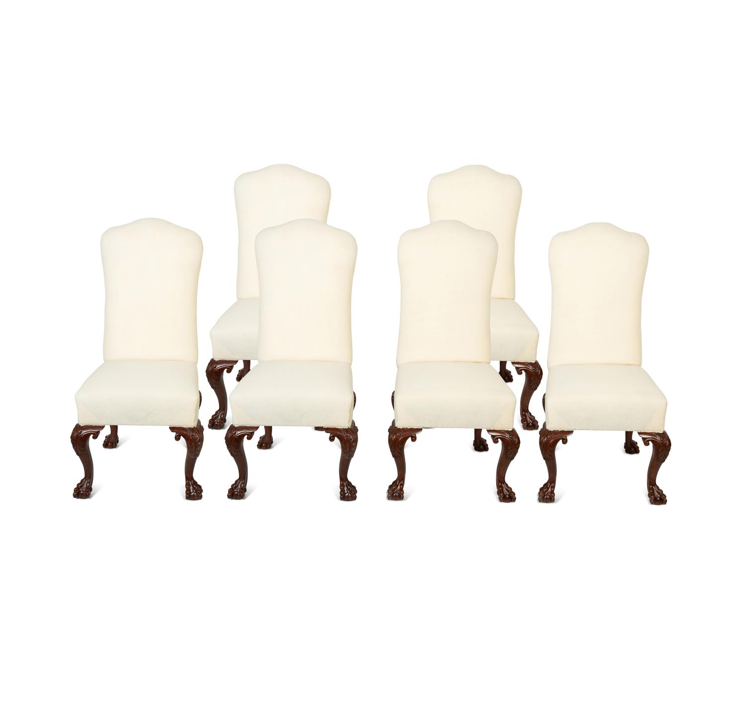 A Set of Six George II Style Carved Dining Chairs