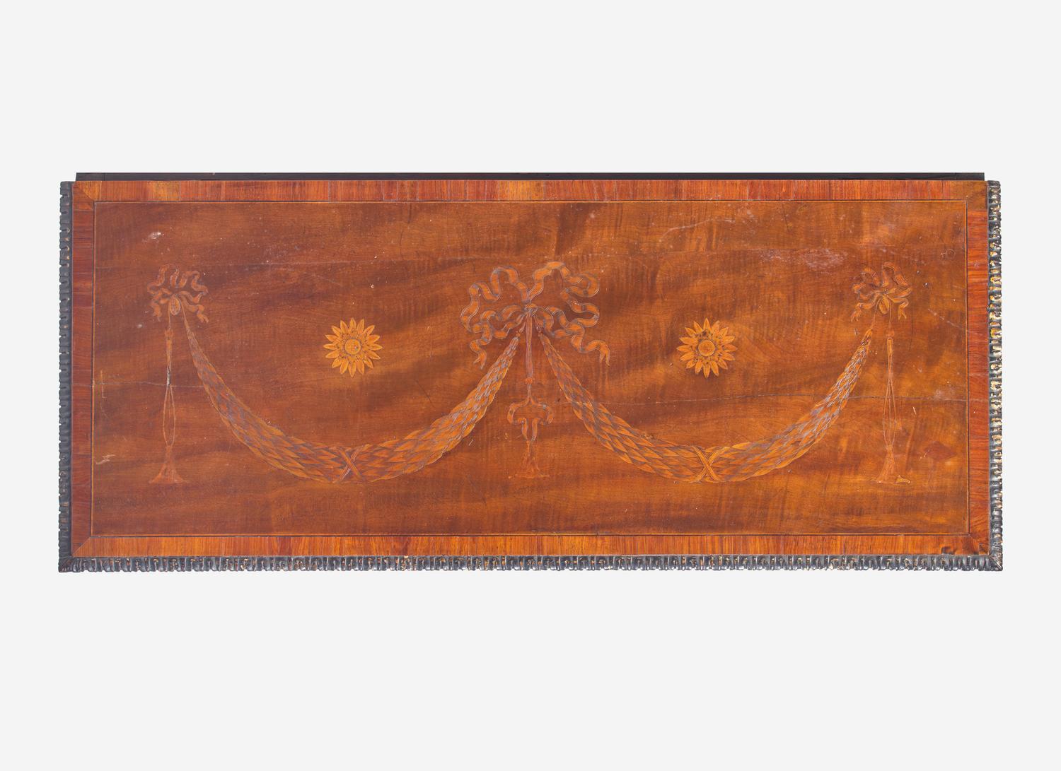 An Important George III Harewood and Marquetry Commode