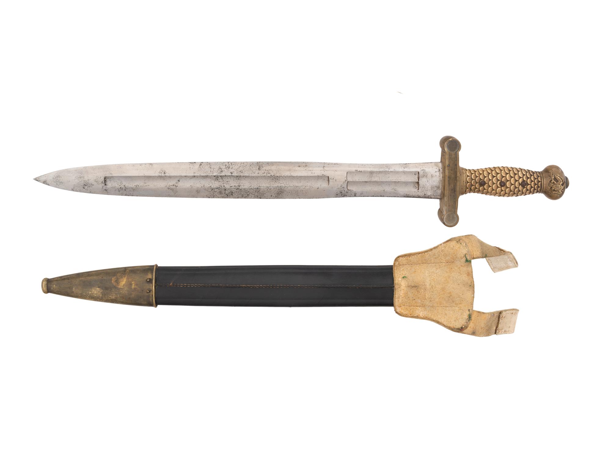 [MILITARIA]. US Model 1832 artillery sword with scabbard. Manufactured by N.P. Ames, Springfield, MA.