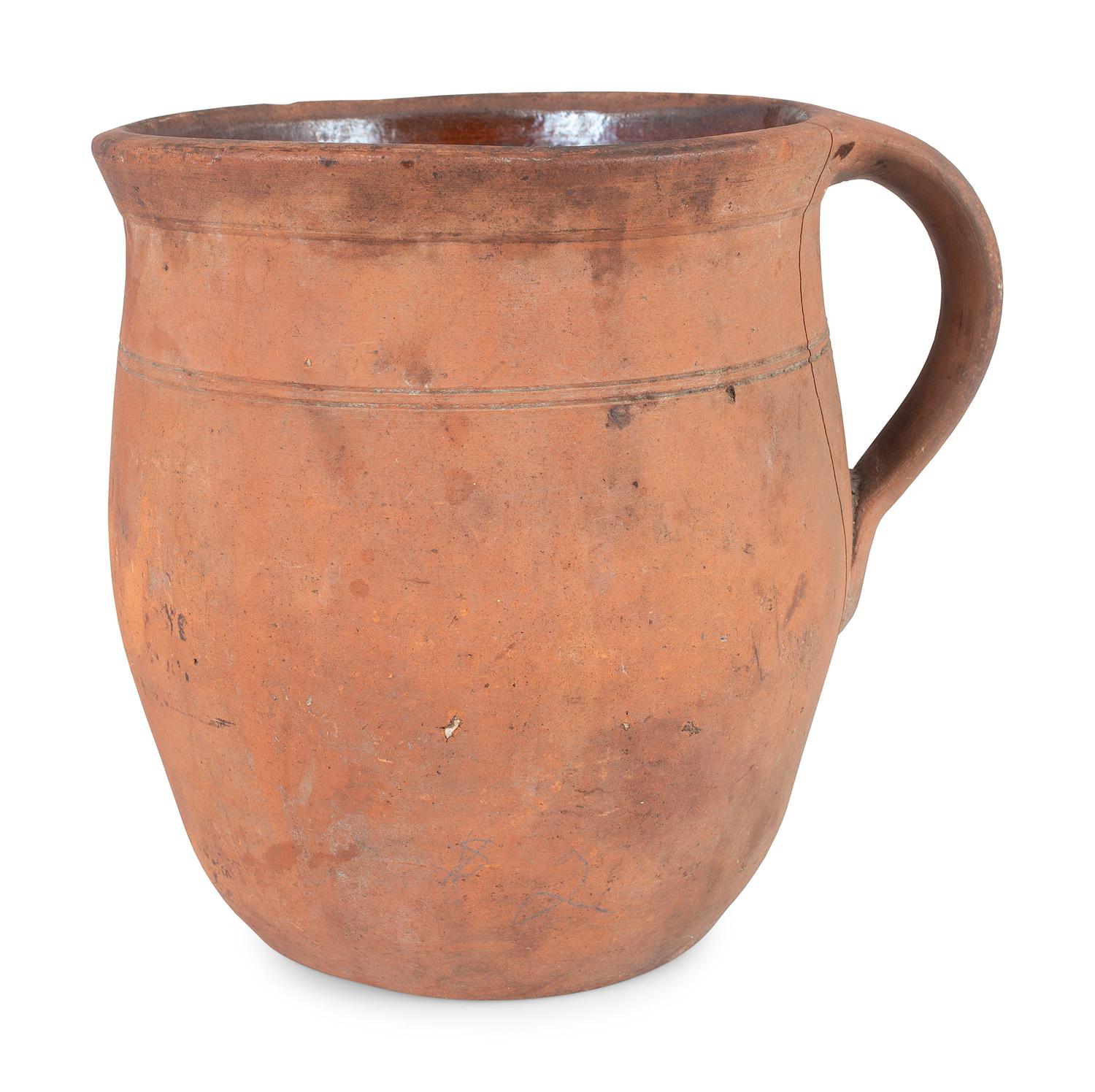 Four Redware Jars with Interior Glaze