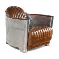 A Contemporary Leather-Upholstered Chrome "Aviator" Chair
